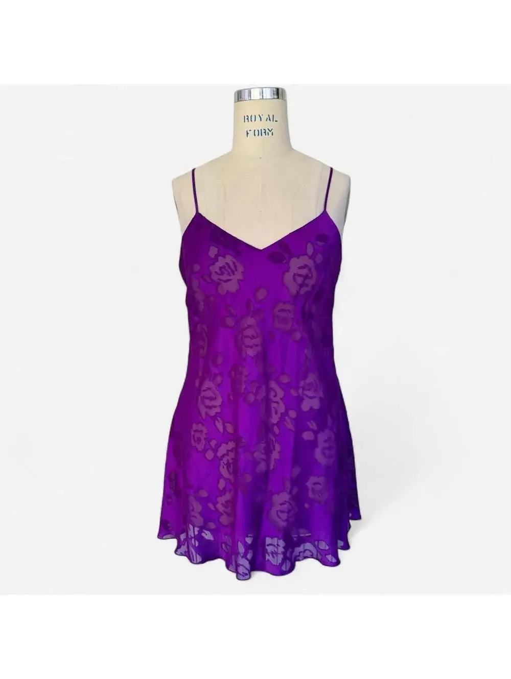 Victoria's Secret Y2K Purple Rose Burnout Slip Dress